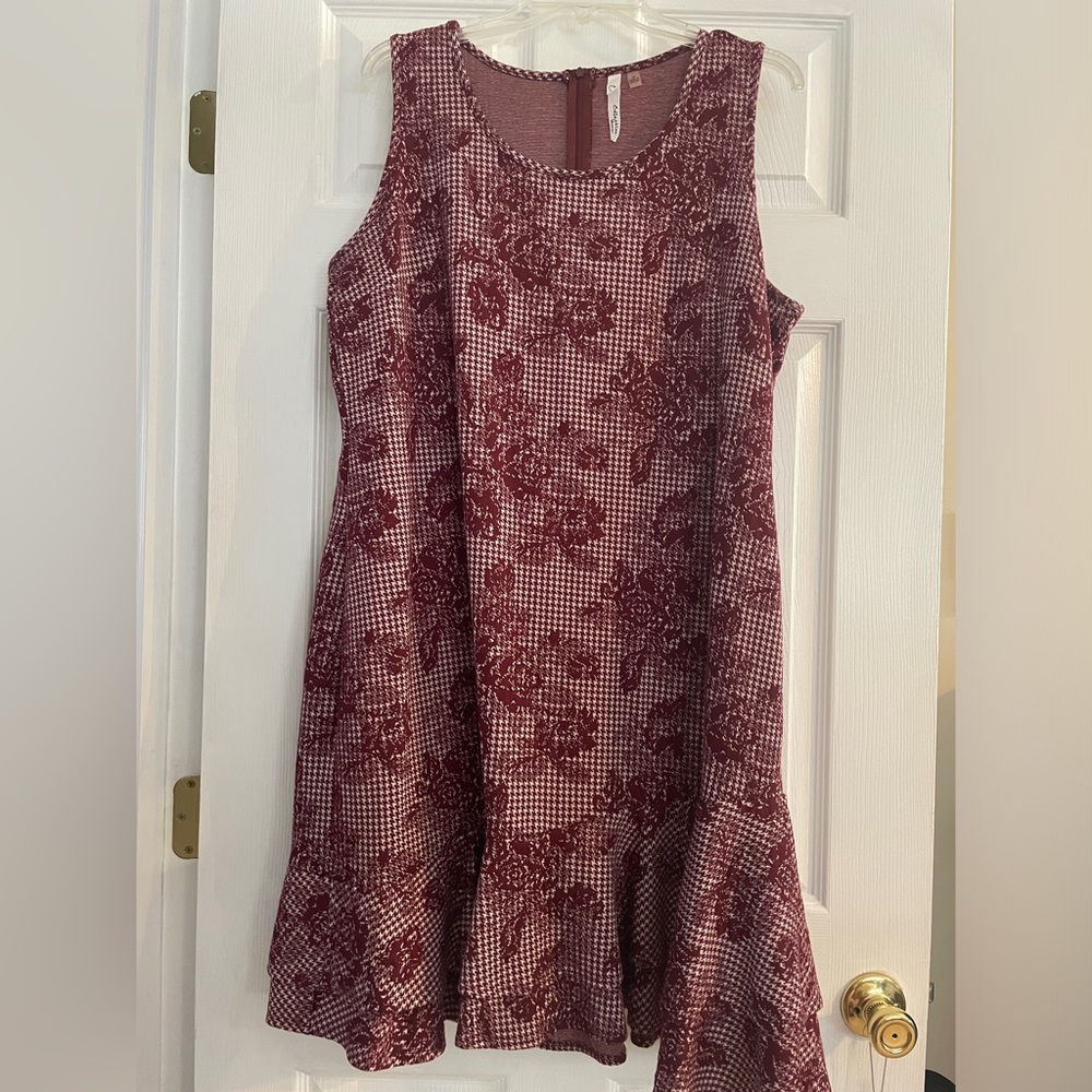 NY Collection 1x red floral sleeveless dress